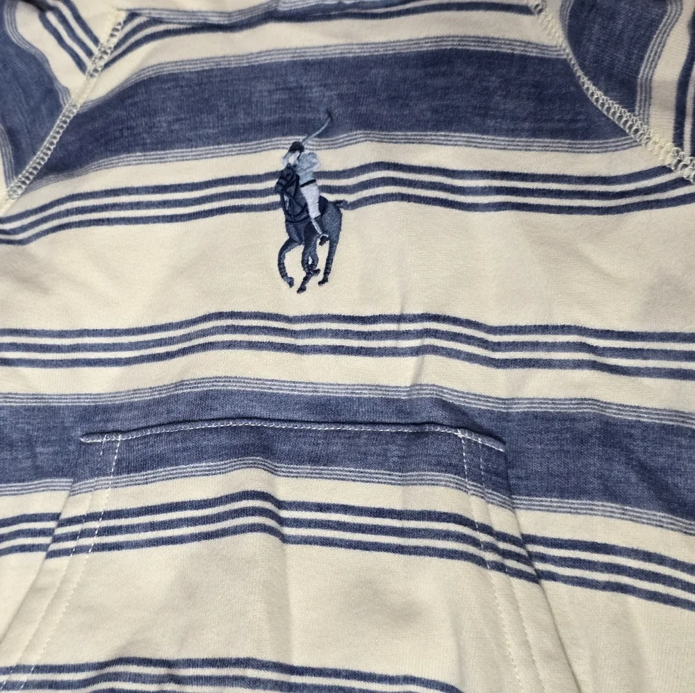 Polo by Ralph Lauren Blue and White Striped Hoodie 2T - Picture 2 of 5